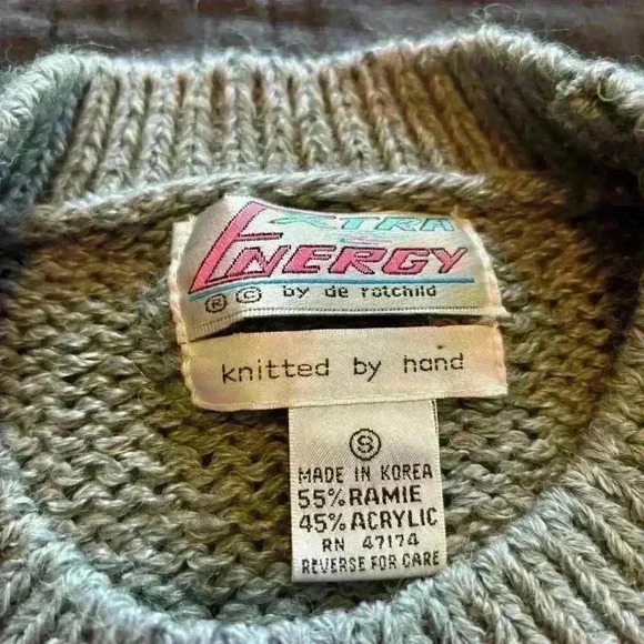 Vintage 80s 90s De Rotchild Crewneck Hand Knit Sweater - Picture 2 of 5